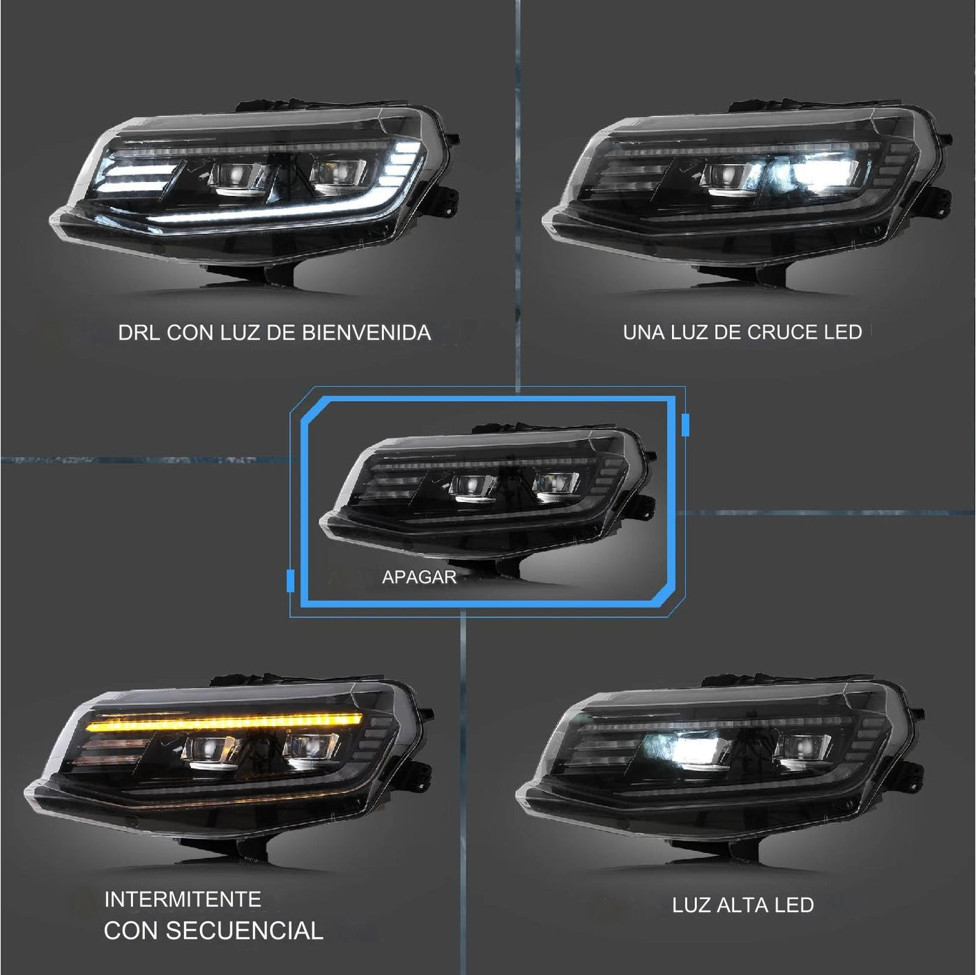 Faros delanteros LED proyector para Chevrolet / Chevy Camaro LT SS RS ZL LS 2016-2018